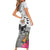 Fiji Iguana Short Sleeve Bodycon Dress Tapa Tribal Tattoo and Hibiscus