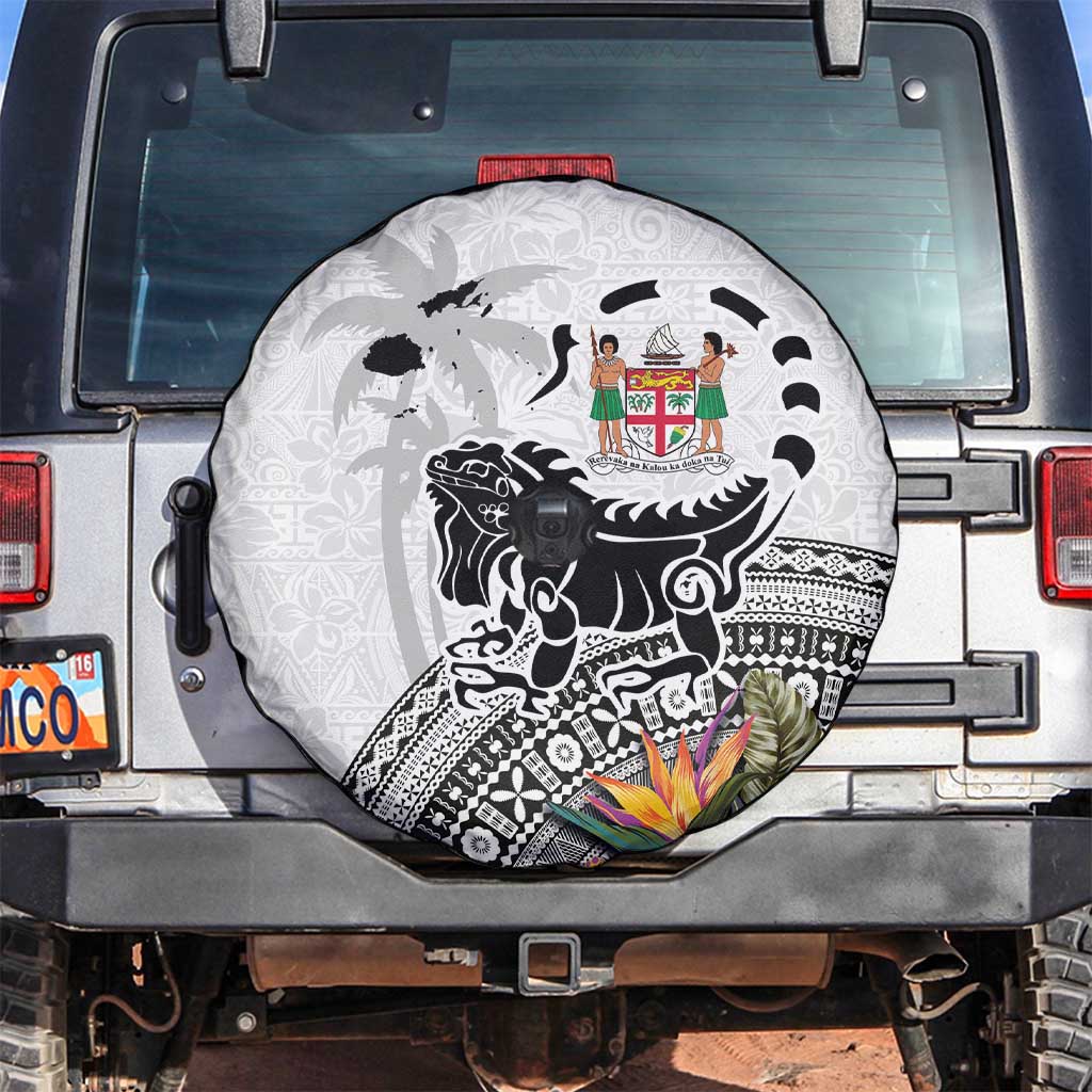 Fiji Iguana Spare Tire Cover Tapa Tribal Tattoo and Hibiscus