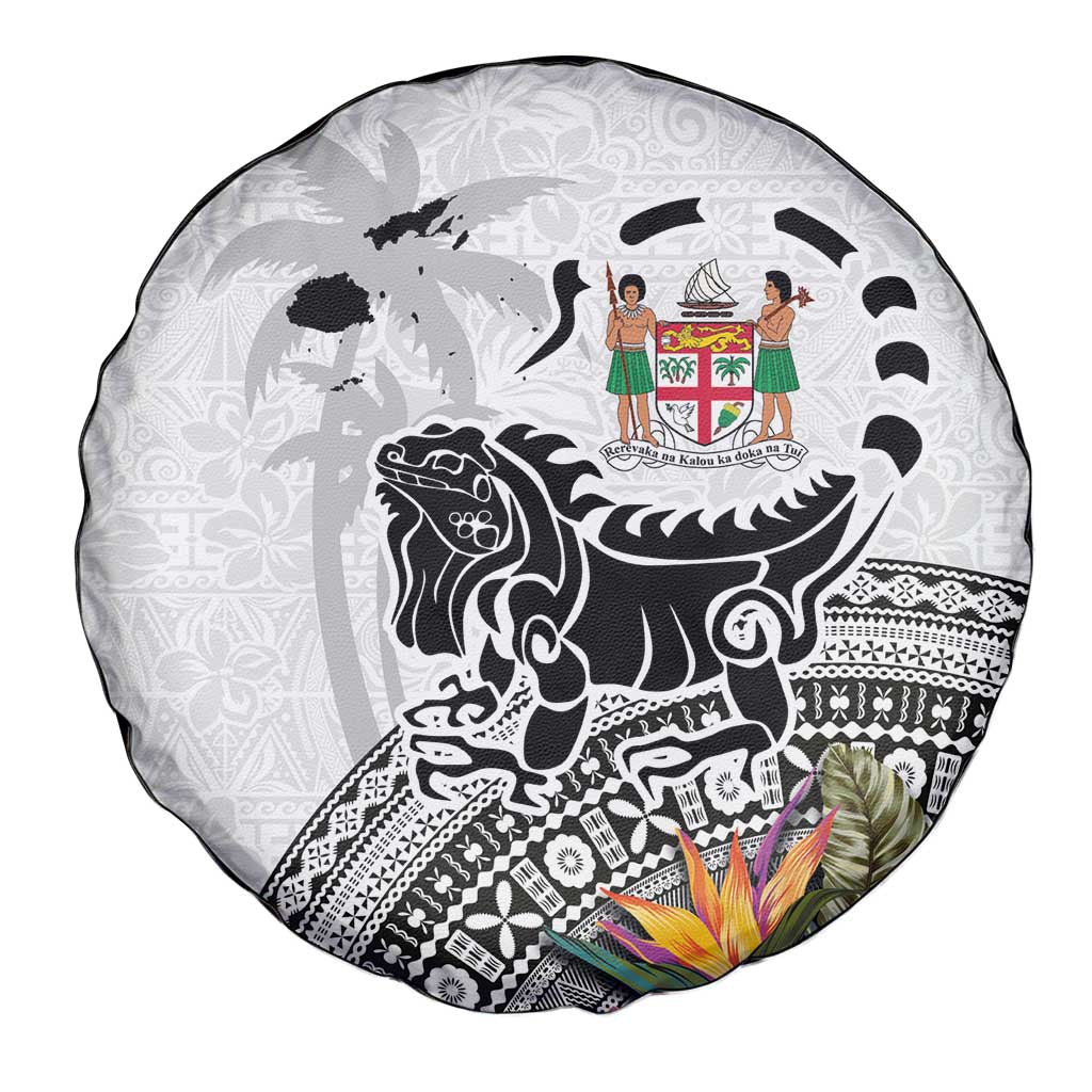 Fiji Iguana Spare Tire Cover Tapa Tribal Tattoo and Hibiscus