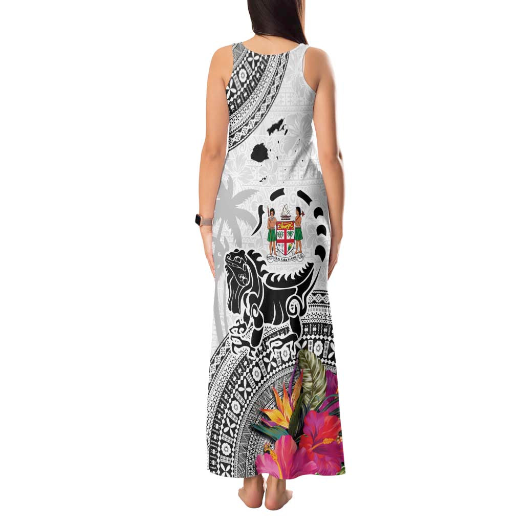 Fiji Iguana Tank Maxi Dress Tapa Tribal Tattoo and Hibiscus LT03 - Polynesian Pride