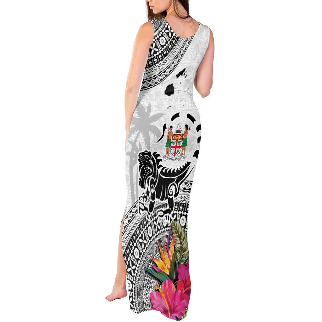 Fiji Iguana Tank Maxi Dress Tapa Tribal Tattoo and Hibiscus LT03 - Polynesian Pride