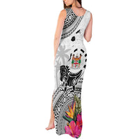 Fiji Iguana Tank Maxi Dress Tapa Tribal Tattoo and Hibiscus LT03 - Polynesian Pride