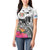 Fiji Iguana Women Polo Shirt Tapa Tribal Tattoo and Hibiscus