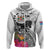 Fiji Iguana Zip Hoodie Tapa Tribal Tattoo and Hibiscus