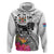 Fiji Iguana Zip Hoodie Tapa Tribal Tattoo and Hibiscus