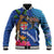 Fiji and Australia Together Baseball Jacket Aboriginal Kangaroo and Tapa Tribal Hibiscus