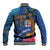 Fiji and Australia Together Baseball Jacket Aboriginal Kangaroo and Tapa Tribal Hibiscus