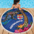 Fiji and Australia Together Beach Blanket Aboriginal Kangaroo and Tapa Tribal Hibiscus