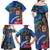 Fiji and Australia Together Family Matching Off Shoulder Maxi Dress and Hawaiian Shirt Aboriginal Kangaroo and Tapa Tribal Hibiscus