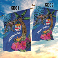 Fiji and Australia Together Garden Flag Aboriginal Kangaroo and Tapa Tribal Hibiscus