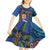 Fiji and Australia Together Kid Short Sleeve Dress Aboriginal Kangaroo and Tapa Tribal Hibiscus