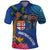 Fiji and Australia Together Polo Shirt Aboriginal Kangaroo and Tapa Tribal Hibiscus