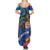 Fiji and Australia Together Summer Maxi Dress Aboriginal Kangaroo and Tapa Tribal Hibiscus