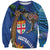 Fiji and Australia Together Sweatshirt Aboriginal Kangaroo and Tapa Tribal Hibiscus