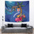 Fiji and Australia Together Tapestry Aboriginal Kangaroo and Tapa Tribal Hibiscus