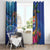 Fiji and Australia Together Window Curtain Aboriginal Kangaroo and Tapa Tribal Hibiscus