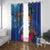 Fiji and Australia Together Window Curtain Aboriginal Kangaroo and Tapa Tribal Hibiscus