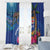 Fiji and Australia Together Window Curtain Aboriginal Kangaroo and Tapa Tribal Hibiscus