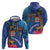 Fiji and Australia Together Zip Hoodie Aboriginal Kangaroo and Tapa Tribal Hibiscus