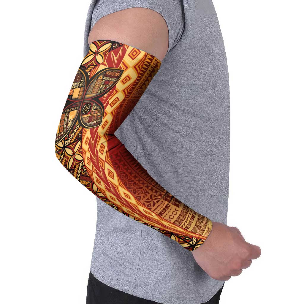 Samoan Pacific Tribal Flower Geometric Art Tattoos Arm Sleeves Siapo Pattern Flame Sunset LT03 - Polynesian Pride