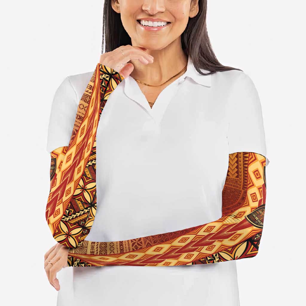 Samoan Pacific Tribal Flower Geometric Art Tattoos Arm Sleeves Siapo Pattern Flame Sunset LT03 - Polynesian Pride