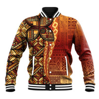 Samoan Pacific Tribal Flower Geometric Art Tattoos Baseball Jacket Siapo Pattern Flame Sunset LT03 Unisex Red - Polynesian Pride