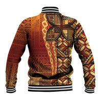 Samoan Pacific Tribal Flower Geometric Art Tattoos Baseball Jacket Siapo Pattern Flame Sunset LT03 - Polynesian Pride