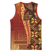 Samoan Pacific Tribal Flower Geometric Art Tattoos Basketball Jersey Siapo Pattern Flame Sunset LT03 - Polynesian Pride