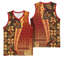 Samoan Pacific Tribal Flower Geometric Art Tattoos Basketball Jersey Siapo Pattern Flame Sunset LT03 - Polynesian Pride