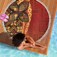 Samoan Pacific Tribal Flower Geometric Art Tattoos Beach Blanket Siapo Pattern Flame Sunset LT03 - Polynesian Pride