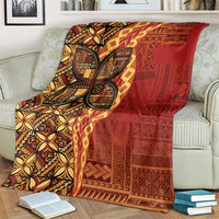 Samoan Pacific Tribal Flower Geometric Art Tattoos Blanket Siapo Pattern Flame Sunset - Polynesian Pride