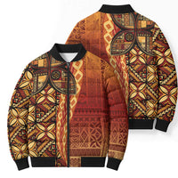 Samoan Pacific Tribal Flower Geometric Art Tattoos Bomber Puffer Jacket Siapo Pattern Flame Sunset LT03 - Polynesian Pride