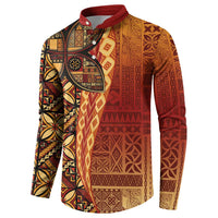 Samoan Pacific Tribal Flower Geometric Art Tattoos Button Sweatshirt Siapo Pattern Flame Sunset LT03 - Polynesian Pride