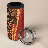 Samoan Pacific Tribal Flower Geometric Art Tattoos 4 in 1 Can Cooler Tumbler Siapo Pattern Flame Sunset LT03 - Polynesian Pride