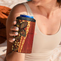 Samoan Pacific Tribal Flower Geometric Art Tattoos 4 in 1 Can Cooler Tumbler Siapo Pattern Flame Sunset LT03 - Polynesian Pride