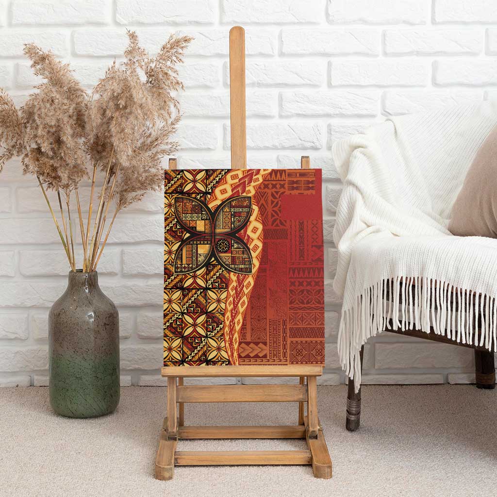 Samoan Pacific Tribal Flower Geometric Art Tattoos Canvas Wall Art Siapo Pattern Flame Sunset LT03 - Polynesian Pride