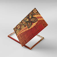 Samoan Pacific Tribal Flower Geometric Art Tattoos Canvas Wall Art Siapo Pattern Flame Sunset LT03 With Frame Red - Polynesian Pride