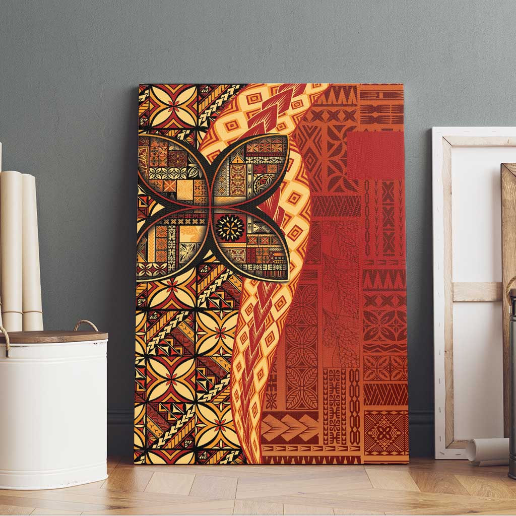 Samoan Pacific Tribal Flower Geometric Art Tattoos Canvas Wall Art Siapo Pattern Flame Sunset LT03 - Polynesian Pride
