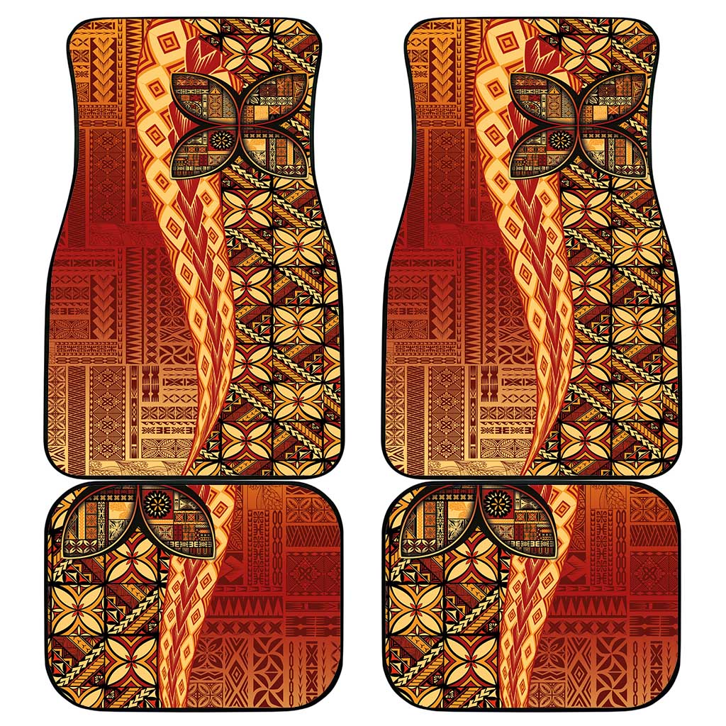 Samoan Pacific Tribal Flower Geometric Art Tattoos Car Mats Siapo Pattern Flame Sunset LT03 - Polynesian Pride