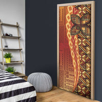 Samoan Pacific Tribal Flower Geometric Art Tattoos Door Cover Siapo Pattern Flame Sunset - Polynesian Pride