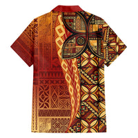 Samoan Pacific Tribal Flower Geometric Art Tattoos Family Matching Tank Maxi Dress and Hawaiian Shirt Siapo Pattern Flame Sunset - Polynesian Pride