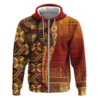 Samoan Pacific Tribal Flower Geometric Art Tattoos Hoodie Siapo Pattern Flame Sunset - Polynesian Pride