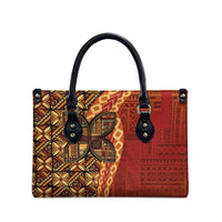 Samoan Pacific Tribal Flower Geometric Art Tattoos Leather Bag Siapo Pattern Flame Sunset - Polynesian Pride