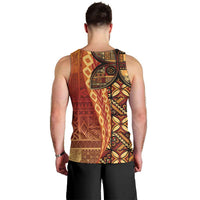 Samoan Pacific Tribal Flower Geometric Art Tattoos Men Tank Top Siapo Pattern Flame Sunset - Polynesian Pride
