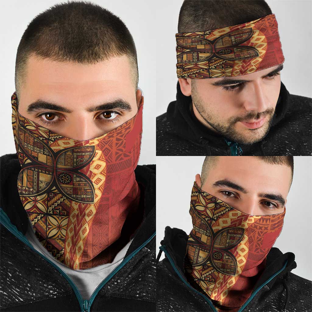 Samoan Pacific Tribal Flower Geometric Art Tattoos Neck Gaiter Siapo Pattern Flame Sunset LT03