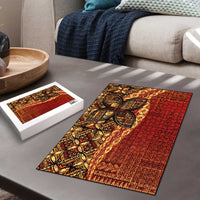 Samoan Pacific Tribal Flower Geometric Art Tattoos Puzzle Siapo Pattern Flame Sunset - Polynesian Pride