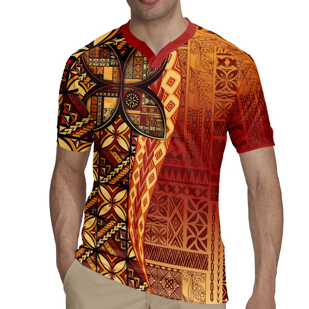 Samoan Pacific Tribal Flower Geometric Art Tattoos Rugby Jersey Siapo Pattern Flame Sunset LT03 - Polynesian Pride