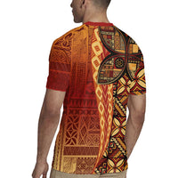 Samoan Pacific Tribal Flower Geometric Art Tattoos Rugby Jersey Siapo Pattern Flame Sunset LT03 - Polynesian Pride