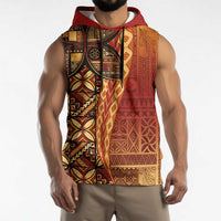 Samoan Pacific Tribal Flower Geometric Art Tattoos Sleeveless Hoodie Siapo Pattern Flame Sunset LT03 - Polynesian Pride