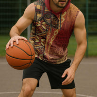 Samoan Pacific Tribal Flower Geometric Art Tattoos Sleeveless Hoodie Siapo Pattern Flame Sunset LT03 - Polynesian Pride